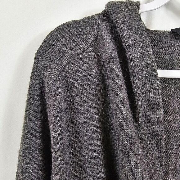 Weekend MaxMara Longline Wool Blend Hooded Cardigan in Charcoal - Size S - Picture 4 of 11